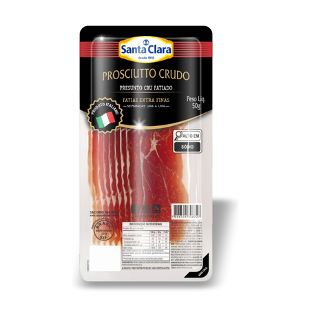 PROSCIUTTO CRUDO SANTA CLARA FATIADO 50G