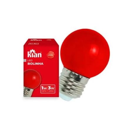 LAMPADA KIAN LED BOLINHA 3W VERMELHO BIVOLT