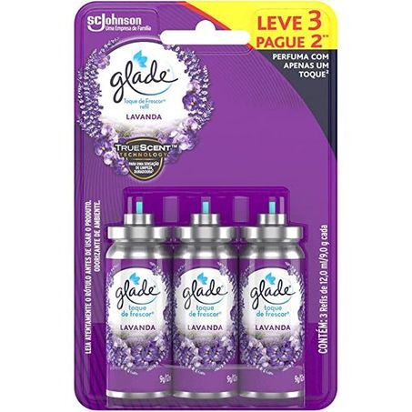 Odor glade toque de frescor lavanda refil 12ml leve 3 pague 2