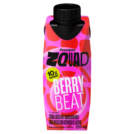 Bebida Láctea UHT Berry Beat Zero Lactose Piracanjuba Zquad Caixa 250ml