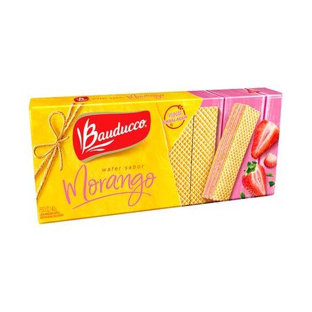 Wafer Recheado Bauducco Morango Pacote 140gr