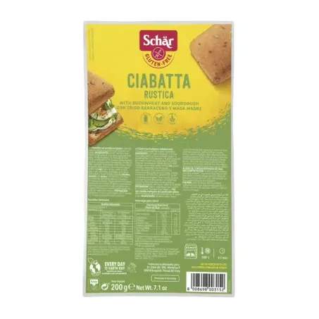 PÃO CIABATTINE RÚSTICO SEM GLÚTEN 200G - SCHÄR