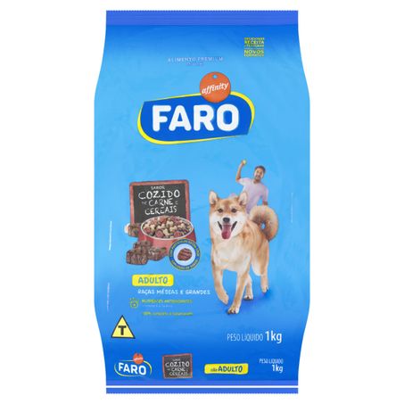 RAÇÃO PARA CÃES ADULTOS RAÇAS MÉDIAS E GRANDES CARNE E CEREAIS FARO