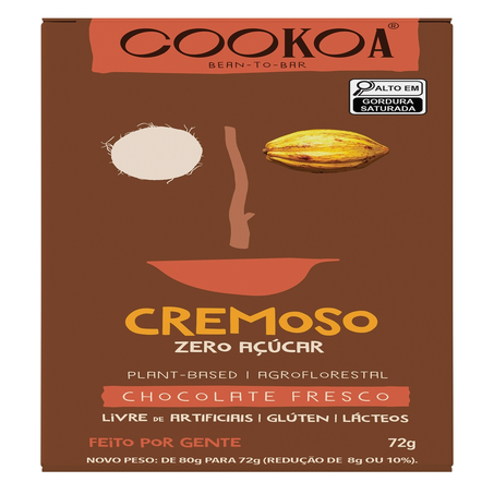 Chocolate Cremoso Cookoa Sem Glúten e Lactose 72g