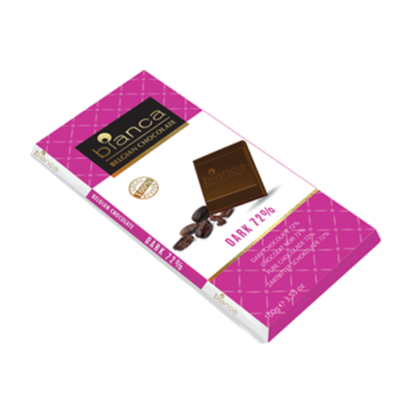 Chocolate belga bianca amargo 72% cacau 100g