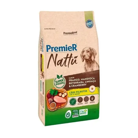 Ração Premier Nattu Cães Filhotes Mandioca 10,1kg