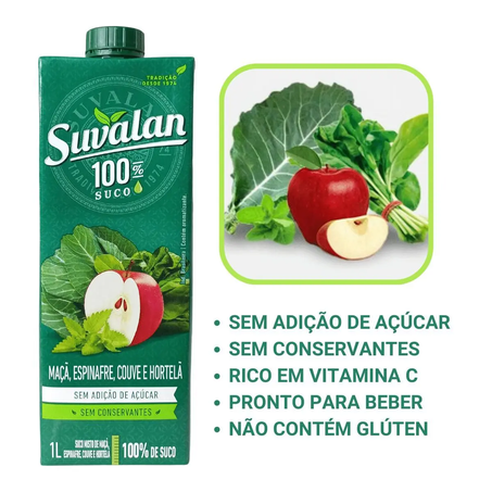 Suco Maçã Espinafre Couve Hortelã Suvalan 1L 360-1