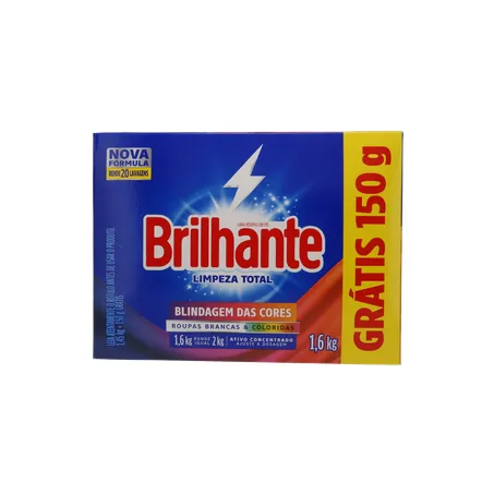 LAVA ROUPA PÓ BRILHANTE LIMPEZA TOTAL LEVE 1,6KG PAGUE 1,450KG 360-0