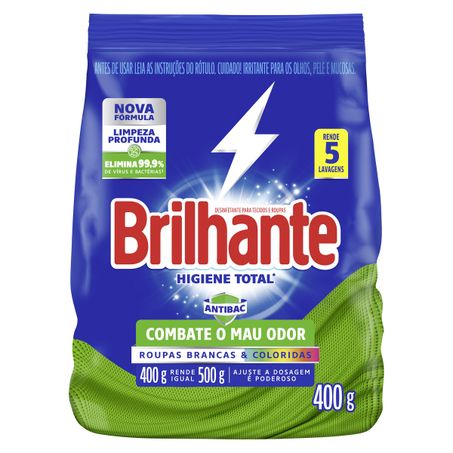 SABÃO EM PÓ ROUPAS BRANCAS E COLORIDAS BRILHANTE HIGIENE TOTAL ANTIBAC