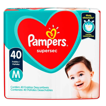 FRALDA SUPERSEC PAMPERS MEGA M 40UN