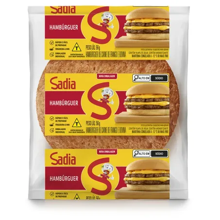 Hambúrguer Sadia Carne Aves e Bovina 56g