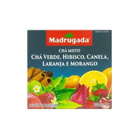 CHÁ MADRUGADA 15G VERDE, HIBISCO, CANELA, LARANJA
