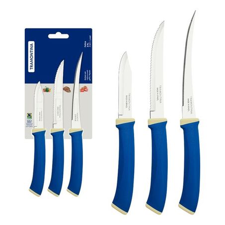 JOGO DE FACAS TRAMONTINA FELICE 3PCS AZU