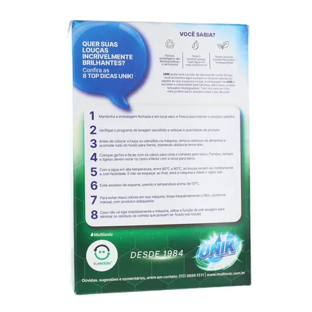 Detergente em Pó Unik Para Máquina de Lavar Louça Limão Embalagem 1KG 360-17