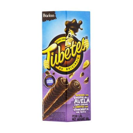 Biscoito Wafer Barion Tubetes Creme de Avelã Coberto com Chocolate Ao Leite Embalagem 50G