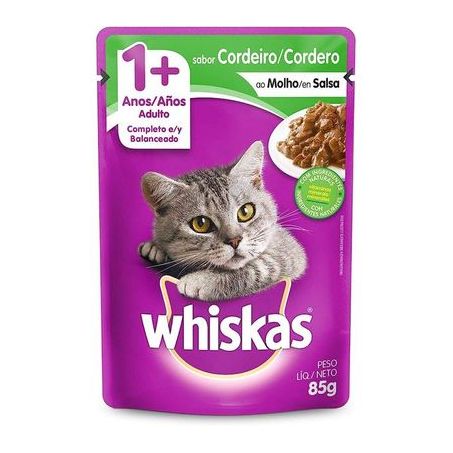 Alimento para Gatos Adultos Whiskas Cordeiro ao Molho Sachê 85gr