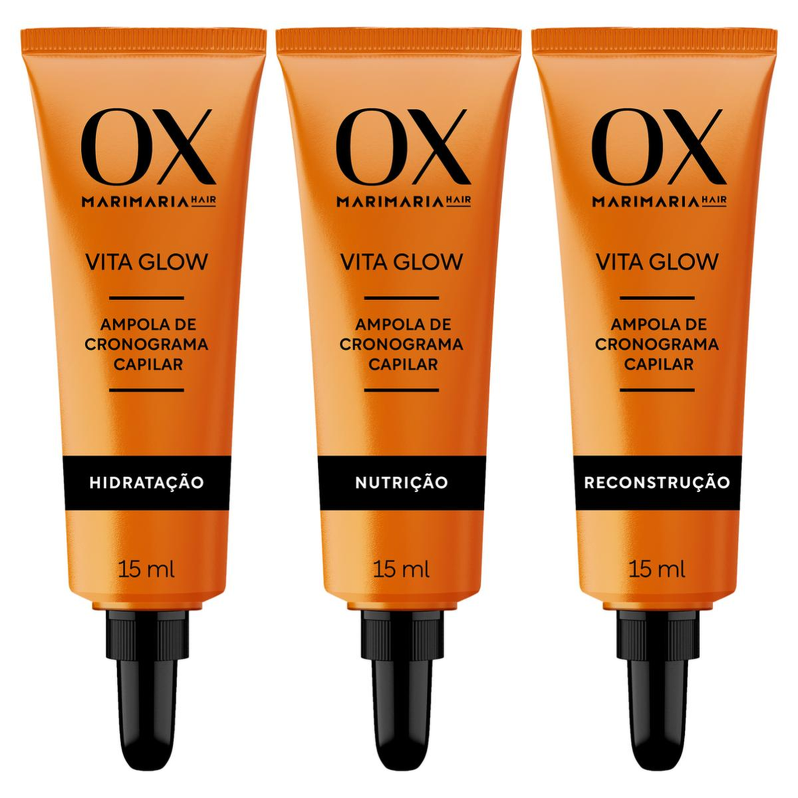 Creme de Tratamento OX Com 3 Ampolas - 15ml - Marimaria Hair -  Vita Glow