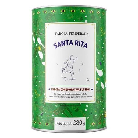Santa Rita Farofa de Mandioca Temperada 280g Lata Copa do Mundo