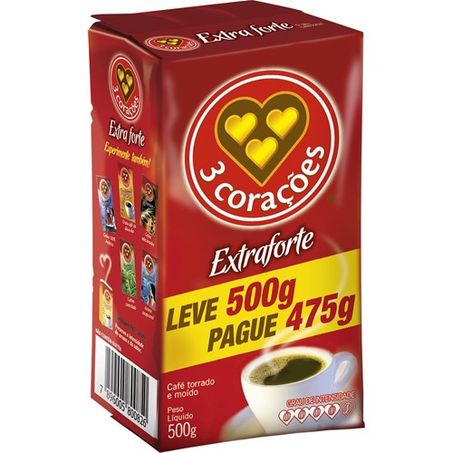 CAFÉ 3 CORAÇÕES LEVE500 PAGUE475 EXTRA FORTE