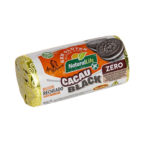 Biscoito Natural Life 90g Cacau Black Sem Gluten Baunilha