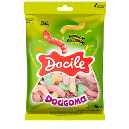BALA DOCILE GOMA MINHOCAS AZEDINHAS 190G