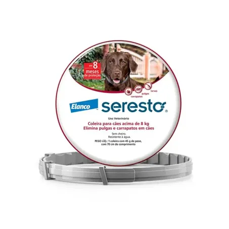 Coleira Antipulgas e Carrapatos Elanco Seresto para Cães acima de 8 Kg