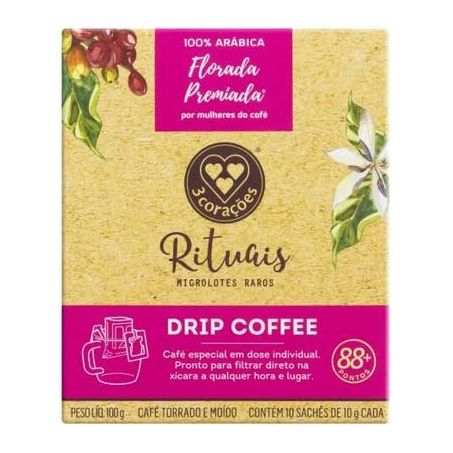 Cafe moido 3 coracoes drip rituais florada sache 10g