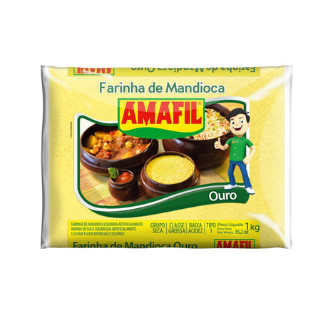 Farinha mandioca amarela ouro amafil 1kg