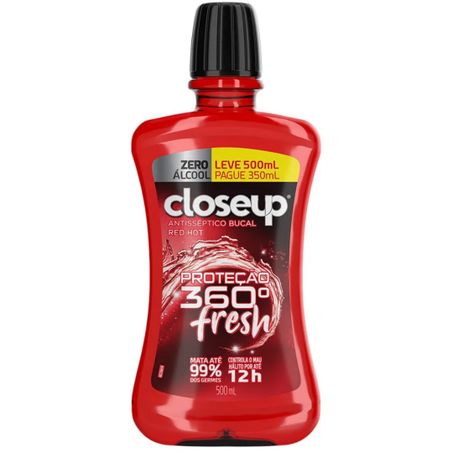 Enxaguante bucal closeup red hot leve 500ml pague 300ml