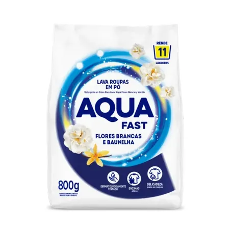 Lava roupas em po aquafast flor br 800g
