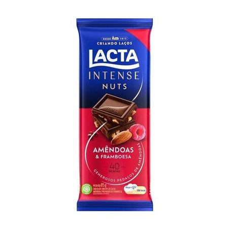 Barra choc lacta intense amendoim framboesa 60 85g
