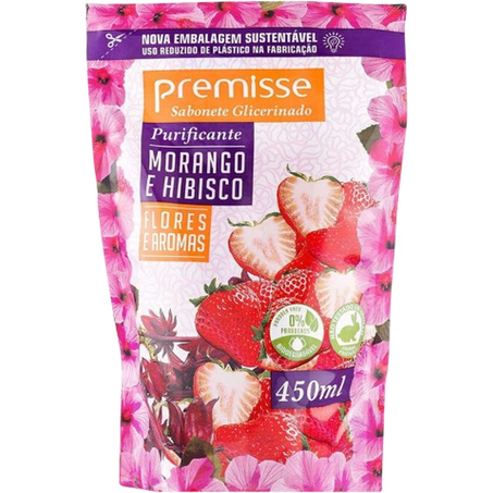 Sabonete Líquido Premisse 450ml - Morango e Hibisco - Refil