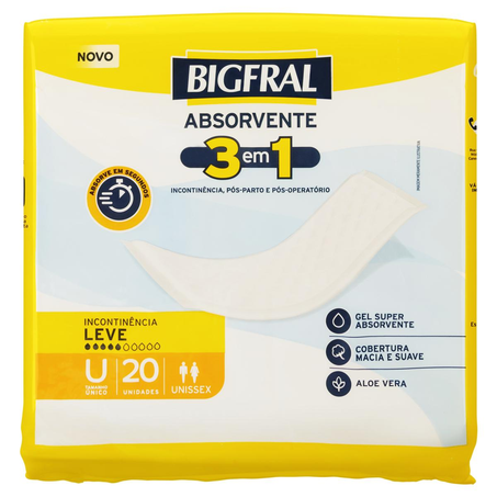 Absorvente Geriátrico Bigfral Plus Com 20 Absorventes - Regular - Tamanho Único