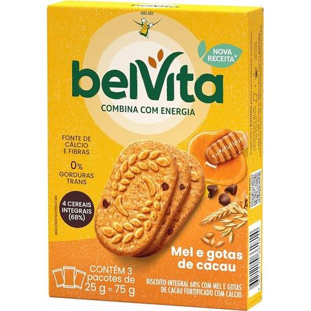 Biscoito belvita mel e gotas de cacau 75g
