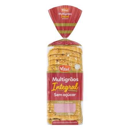 Pão integral multigrãos zero lactose zero açúcar vital