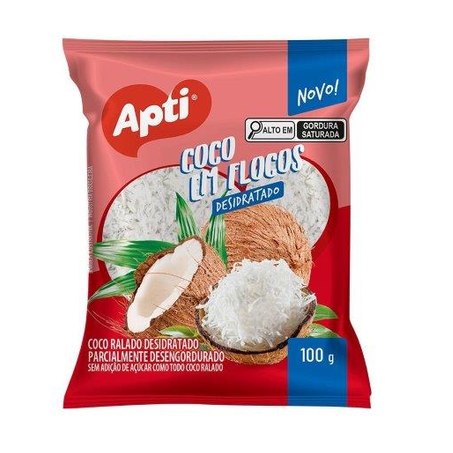 Coco ralado em flocos apti desidratado sem açúcar 100g