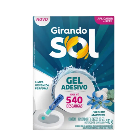 Gel adesivo girando sol aplic+ refil frescor mar 40g*
