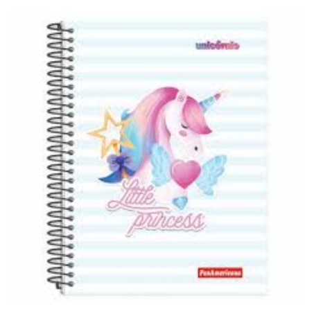 Caderno panamericana pequeno capa dura 96 folhas unicornio espiral