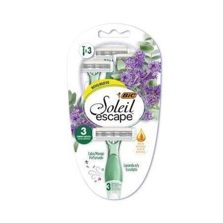 APARELHO DESCARTÁVEL PARA DEPILAR BIC SOLEIL ESCAPE LAVANDA E EUCALIPTO C/3UNID