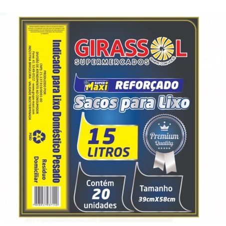 Saco de lixo girassol maxi 15l
