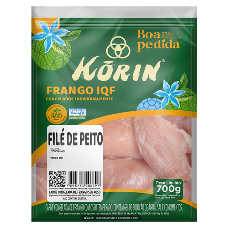 Carne Filé de Peito de Frango Congelado sem Osso Korin Boa Pedida 700g