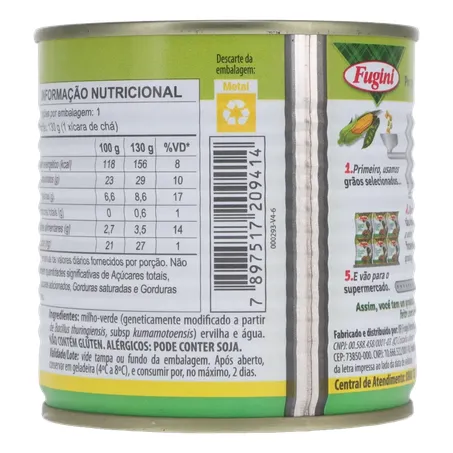 Ervilha e Milho Verde em Conserva Fugini Cozido Ao Vapor Lata 200gr 360-16