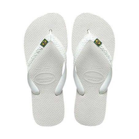 Chinelo Havaianas Brasil Branco Tamanho 33/34