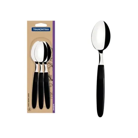 CONJUNTO DE COLHERES DE INOX TRAMONTINA IPANEMA PRETO 3 PEÇAS