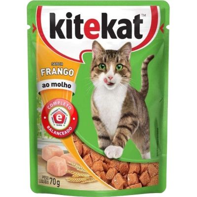 Ração gato frango/molho kitekat 70g