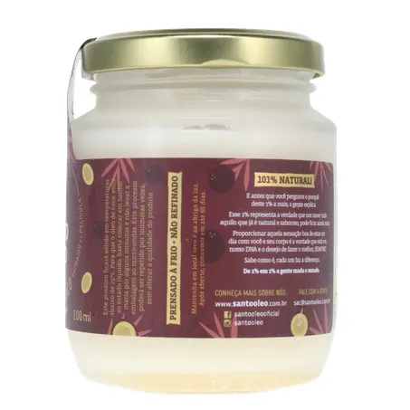 Óleo de Coco Santo Óleo Extra Virgem  Pote de Vidro 200ml 360-9