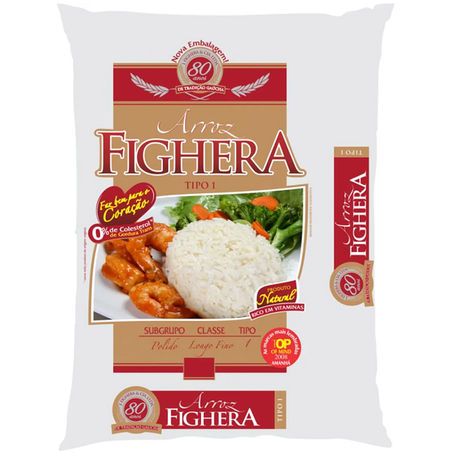 Arroz fighera t1 beneficiado longo fino 1kg