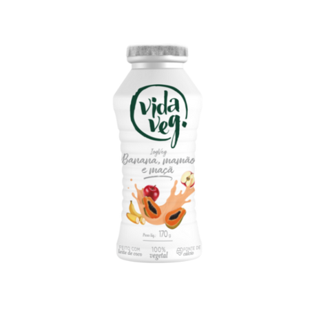 Iogurte vida veg 170g sabor coco com banana, mamão e maçã