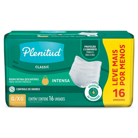 Roupa Íntima Plenitud Incont Urina Leve  Pague - 16Un Classic G/Xg