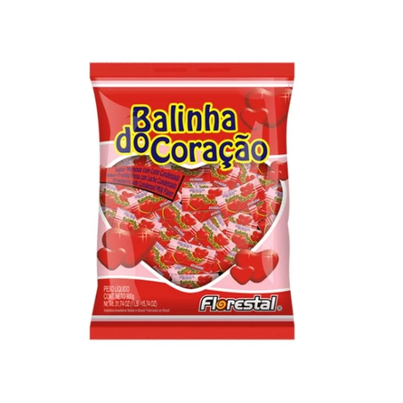 Bala morango coração florestal 500g